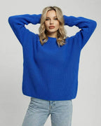 Monaco Sweater - Women’s Blue Sweater with Loose Fit and Classic Crew Neck by Lauven