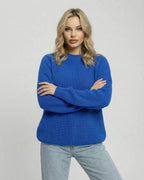 Monaco Sweater by Lauven – Women’s blue sweater featuring a loose fit and classic crew neck.
