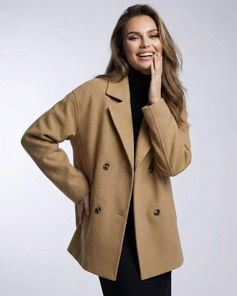 Monaco Jacket by Lauven – Women's oversized camel jacket with tailored silhouette and relaxed fit.
