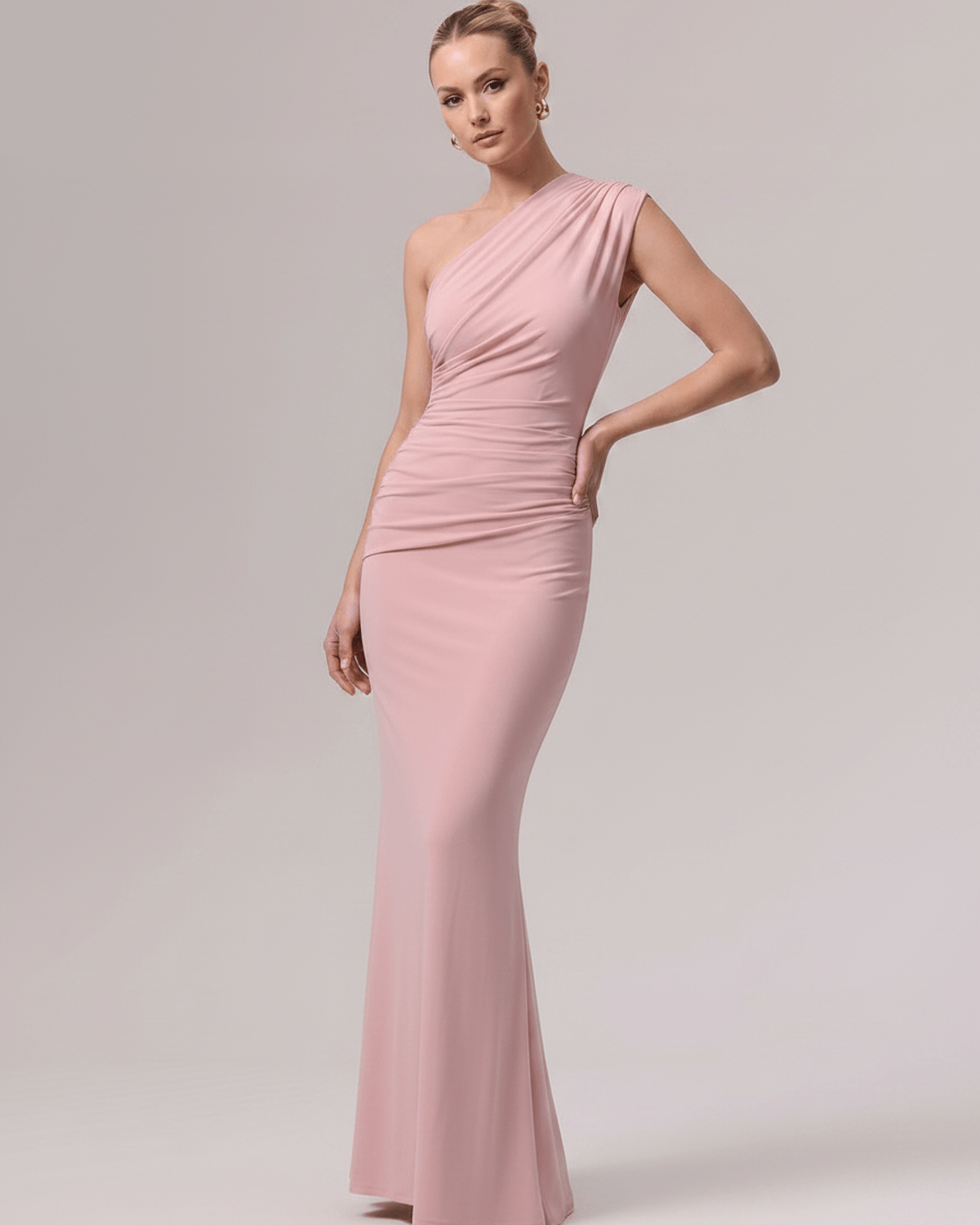 Aurelia Maxi Dress - One-shoulder, smooth stretch jersey, flattering fit, by Lauven for elegant occasions.