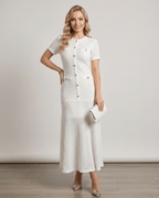 Aureline Maxi Dress featuring textured knit, round neck, and refined silhouette by Lauven, perfect for modern wardrobes.