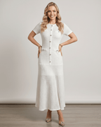 Aureline Maxi Dress by Lauven, featuring textured knit, round neck, and a gently flared hem for a polished look.