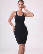 Aveline Mini Dress by Lauven features a sleek ribbed knit, sleeveless design, side slit, and a flattering fit.