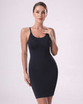 Aveline Mini Dress by Lauven, sleeveless ribbed knit with side slit, curve-hugging fit and square neckline.