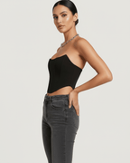 Celeste Corset Top by Lauven, featuring structured design and a sophisticated silhouette in velvet.