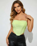 Celeste Corset Top by Lauven in light green, showcasing structured design and a refined fit.