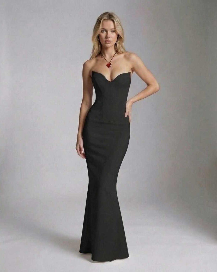 Celeste Maxi Dress by Lauven, elegant textured knit ankle-length dress featuring a figure-hugging slim fit.