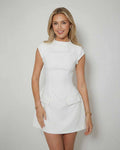 Celeste Mini Dress – chic white sheath dress by Lauven featuring structured design for elevated day-to-night style.