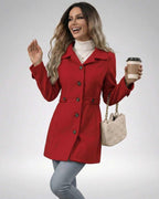 Crimson Sculpt Jacket by Lauven in red, tailored women’s jacket showcasing a slim fit and elegant design.
