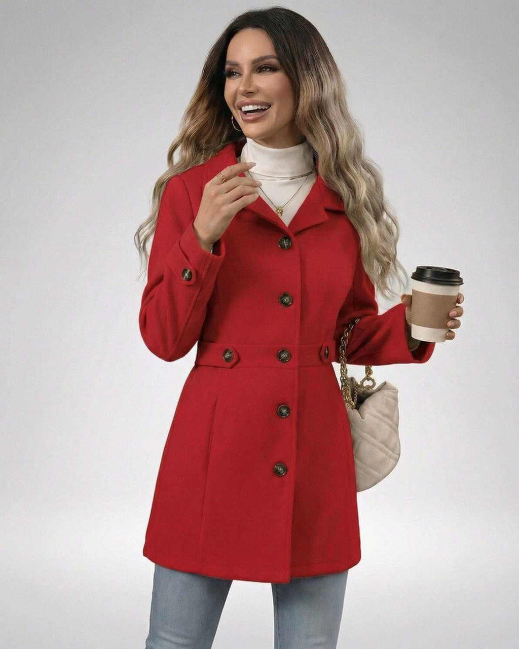 Crimson Sculpt Jacket by Lauven, women's slim fit tailored jacket with clean structure and modern elegance.