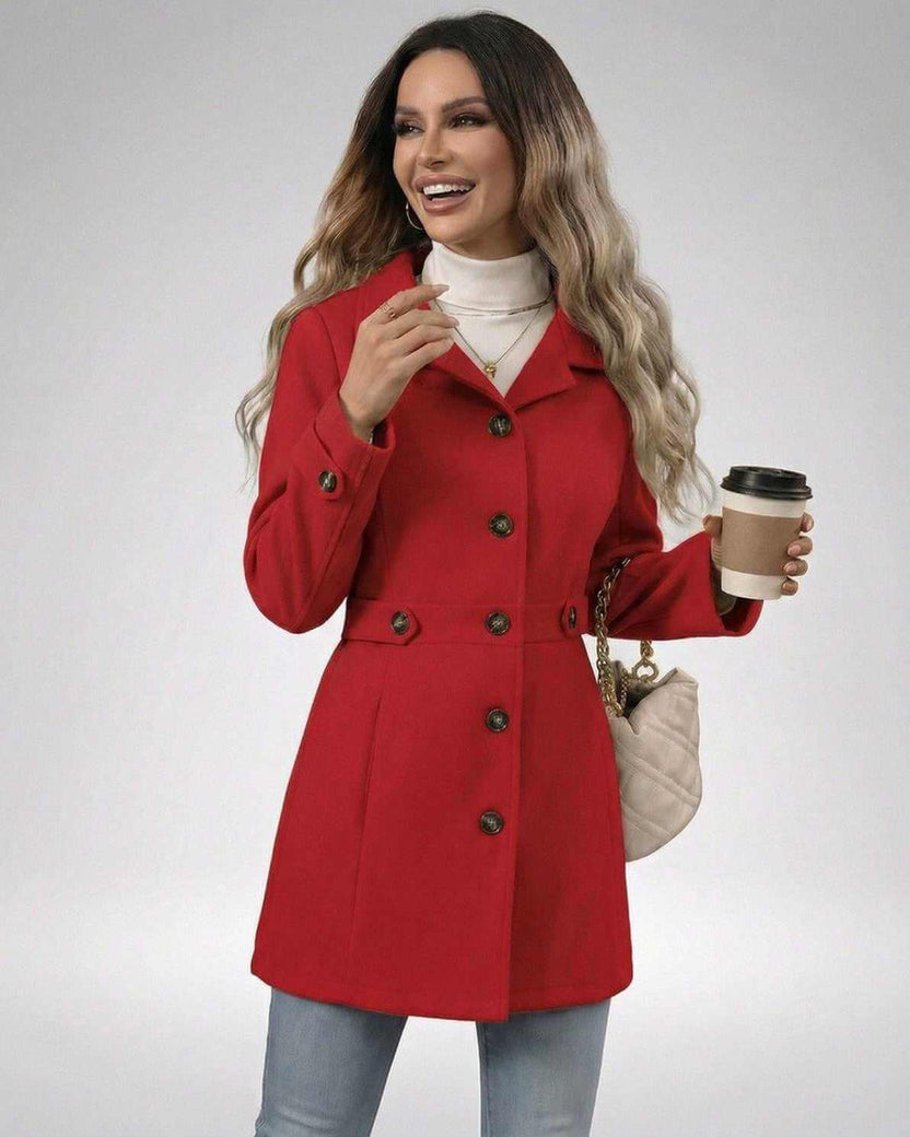 Crimson Sculpt Jacket by Lauven, women's slim fit tailored jacket with clean structure and modern elegance.