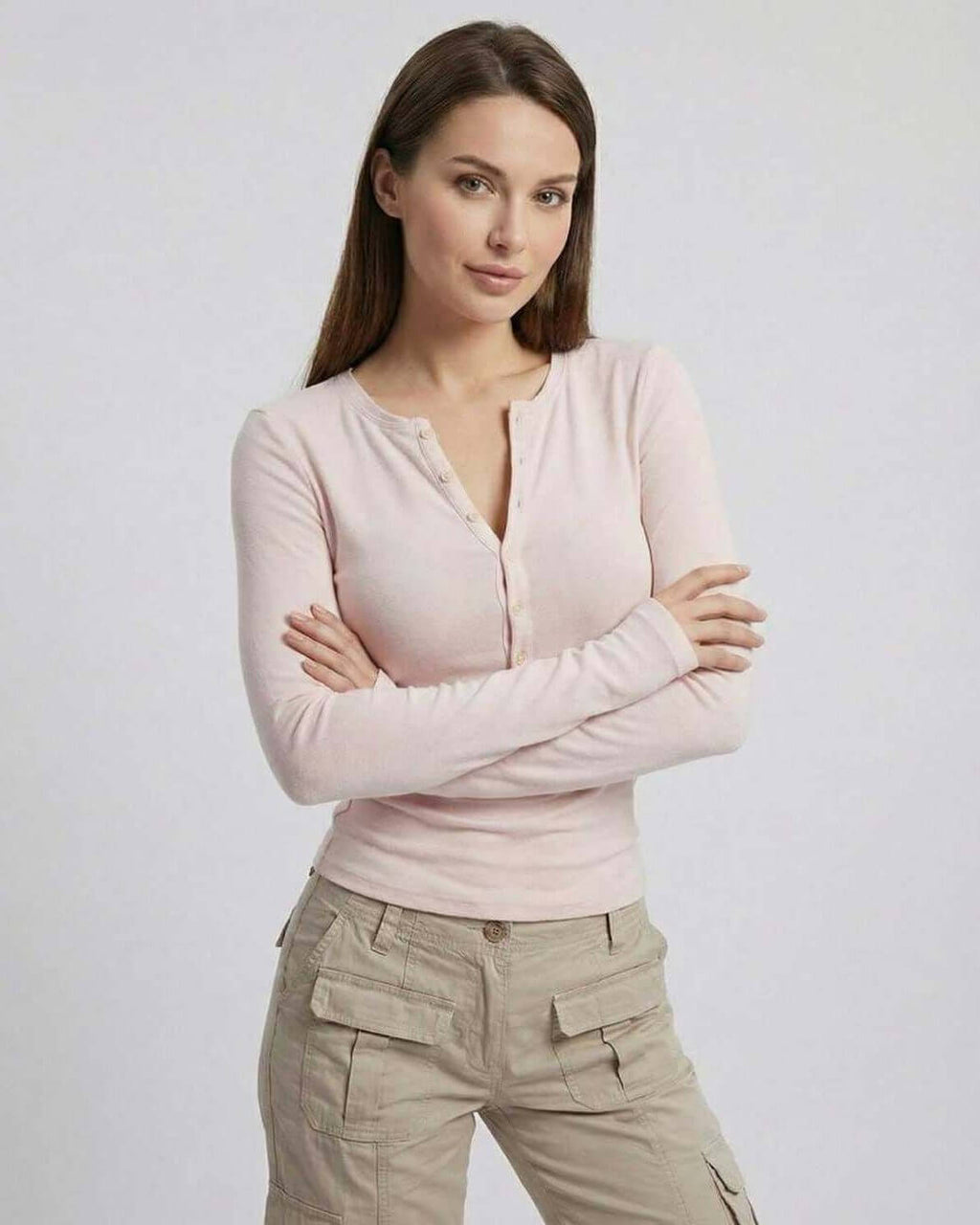 Elara Long Sleeve – Women’s pink long sleeve top by Lauven with slim fit viscose design.