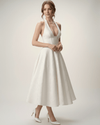 Elara Midi Dress by Lauven - elegant midi dress with halter neckline and A-line silhouette for effortless sophistication.