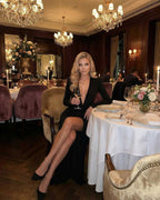 Celeste Maxi Dress from Lauven, stylish and elegant, featuring ruched detailing and v-neck, perfect for any occasion.