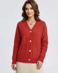 Ember Cardigan by Lauven - Vibrant red knitwear with long sleeves and button-down front for a stylish look.