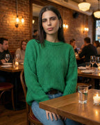 Emerald Sweater by Lauven, featuring a relaxed ribbed knit design in a vibrant green, perfect for everyday styling.