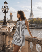 Aveline Mini Dress by Lauven — polyester sleeveless round neck tailored mini dress with bow detail