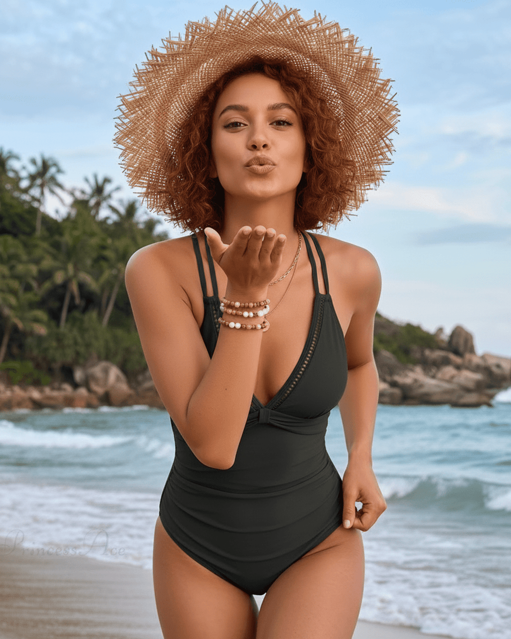 Aureline Set by Lauven — set, one-piece swim with V-neck, adjustable straps