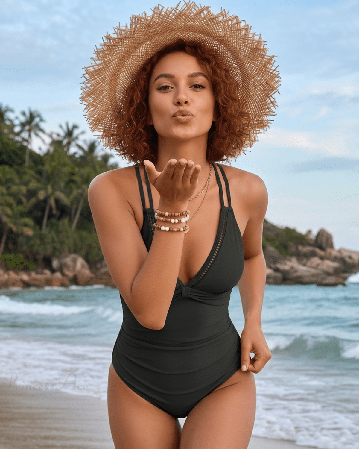 Aureline Set by Lauven — set, one-piece swim with V-neck, adjustable straps