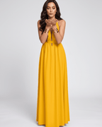 Solara Maxi Dress by Lauven — chiffon sleeveless halter V-neck A-line maxi dress
