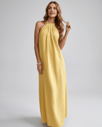 Lunara Maxi Dress by Lauven — cotton blend sleeveless halter neck loose fit maxi dress