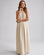 Lunara Maxi Dress by Lauven — cotton blend sleeveless halter neck loose fit maxi dress