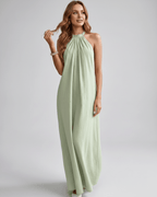 Lunara Maxi Dress by Lauven — cotton blend sleeveless halter neck loose fit maxi dress