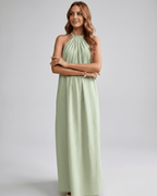 Lunara Maxi Dress by Lauven — cotton blend sleeveless halter neck loose fit maxi dress