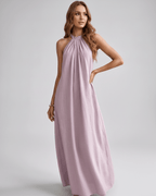 Lunara Maxi Dress by Lauven — cotton blend sleeveless halter neck loose fit maxi dress