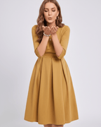 Aurielle Midi Dress by Lauven — polyester blend 3/4 sleeve crew neck A-line midi dress
