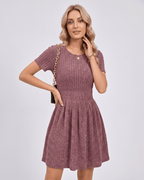 Liora Mini Dress by Lauven — ribbed knit short sleeve crew neck A-line mini dress
