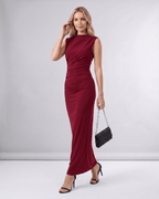 Aureli Maxi Dress by Lauven — stretch polyester sleeveless high neck fitted maxi dress