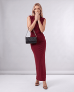 Aureli Maxi Dress by Lauven — stretch polyester sleeveless high neck fitted maxi dress