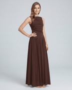 Aurea Maxi Dress by Lauven — stretch jersey sleeveless boat neck ruched waist maxi dress