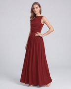 Aurea Maxi Dress by Lauven — stretch jersey sleeveless boat neck ruched waist maxi dress
