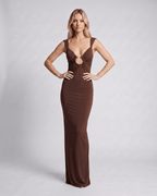 Solara Maxi Dress by Lauven — stretch jersey sleeveless scoop cutout bodycon maxi dress