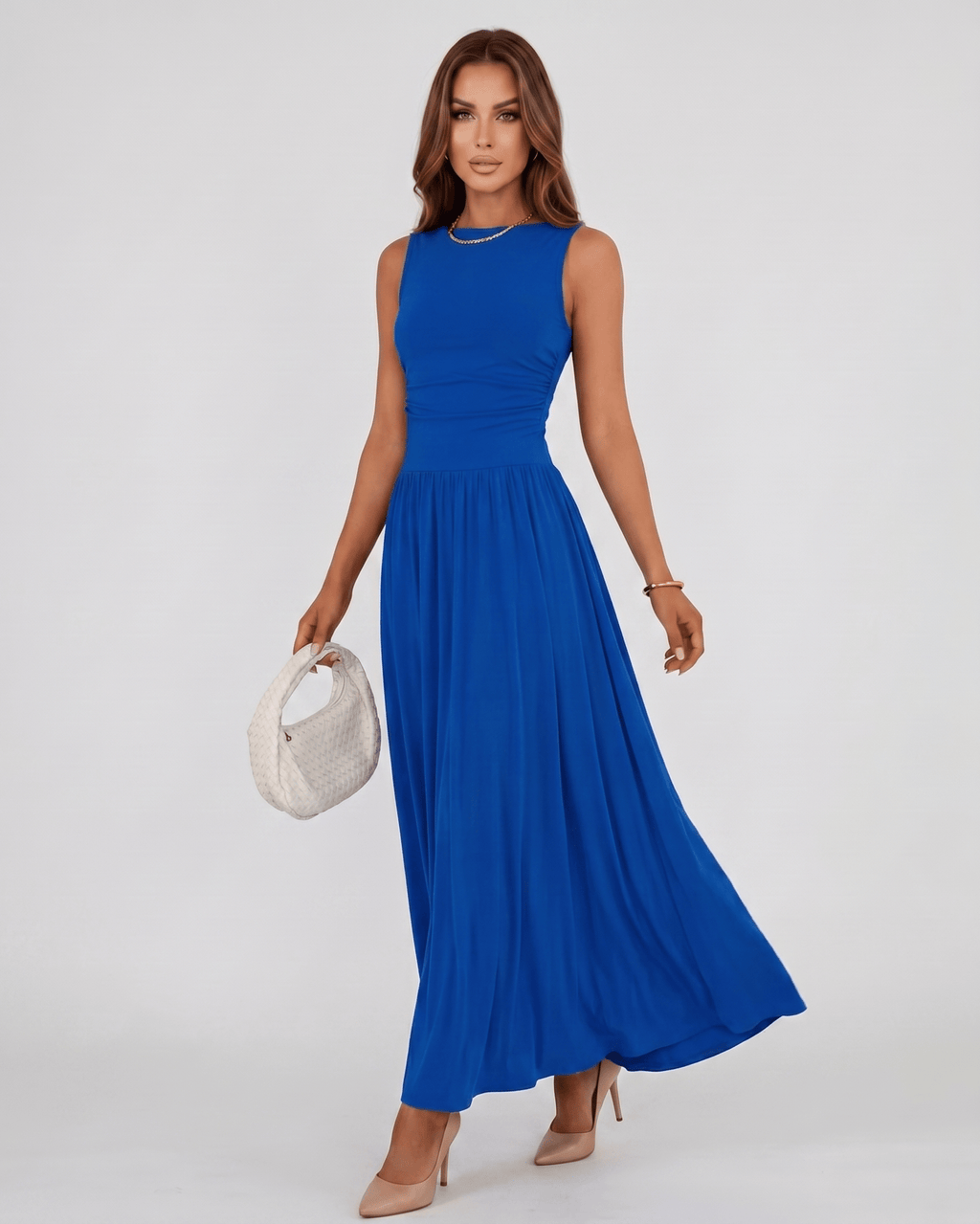 Aurelia Maxi Dress by Lauven — polyester sleeveless round neck A-line maxi dress