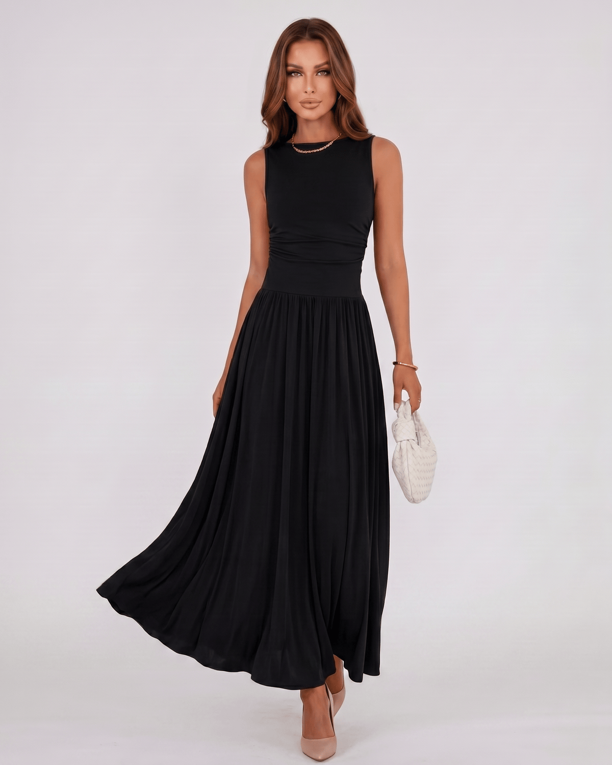 Aurelia Maxi Dress by Lauven — polyester sleeveless round neck A-line maxi dress
