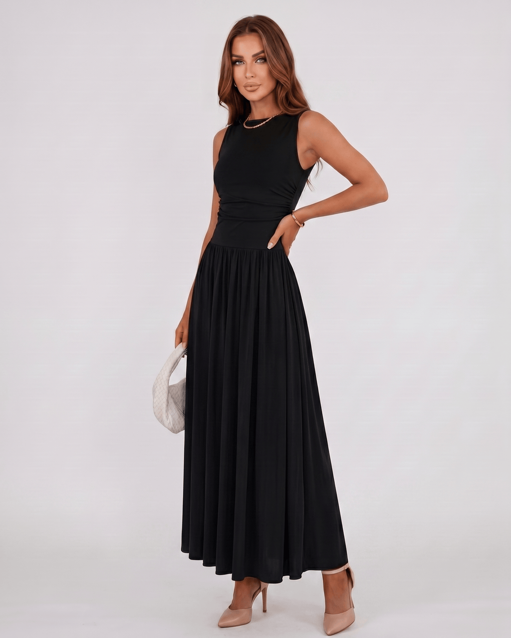 Aurelia Maxi Dress by Lauven — polyester sleeveless round neck A-line maxi dress