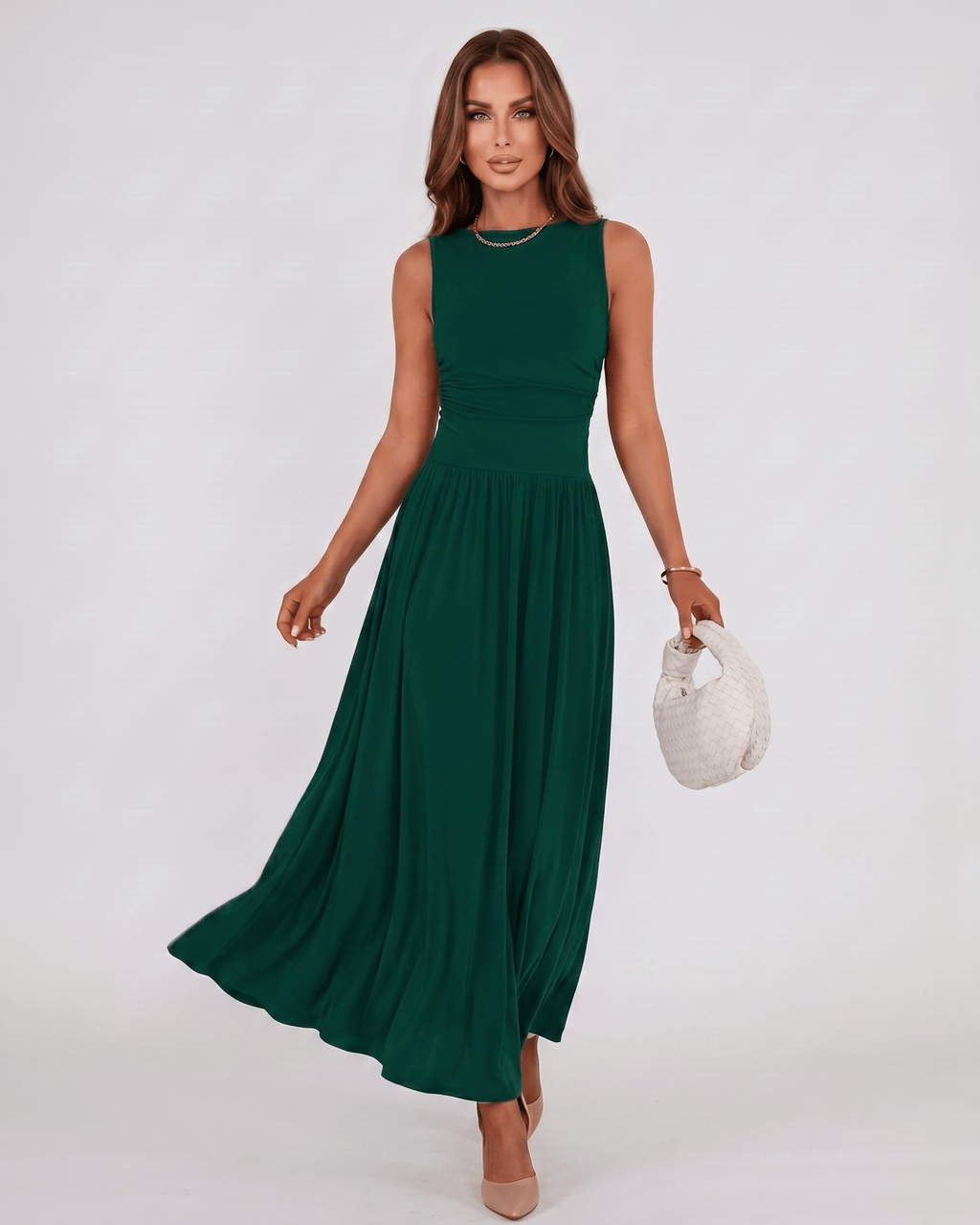 Aurelia Maxi Dress by Lauven — polyester sleeveless round neck A-line maxi dress