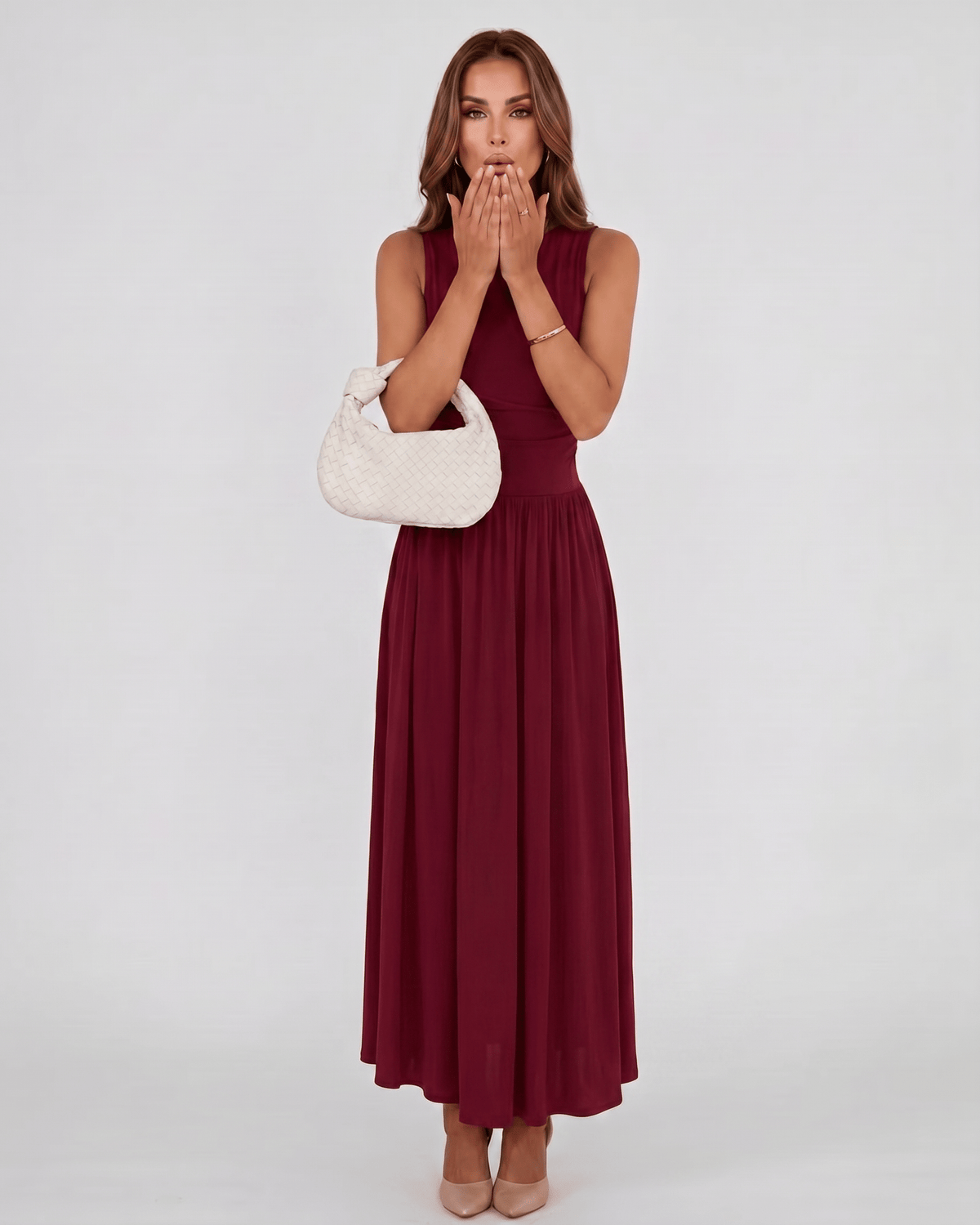 Aurelia Maxi Dress by Lauven — polyester sleeveless round neck A-line maxi dress