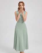 Aurelle Midi Dress by Lauven — chiffon sleeveless round neck A-line midi dress