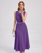 Aurelle Midi Dress by Lauven — chiffon sleeveless round neck A-line midi dress