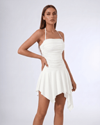 Aurelia Mini Dress by Lauven — stretch sleeveless halter straight neck fit and flare mini dress
