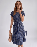 Liora Midi Dress by Lauven — polyester short sleeve round neck A-line midi dress
