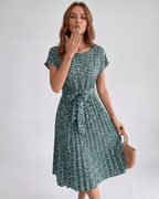 Liora Midi Dress by Lauven — polyester short sleeve round neck A-line midi dress