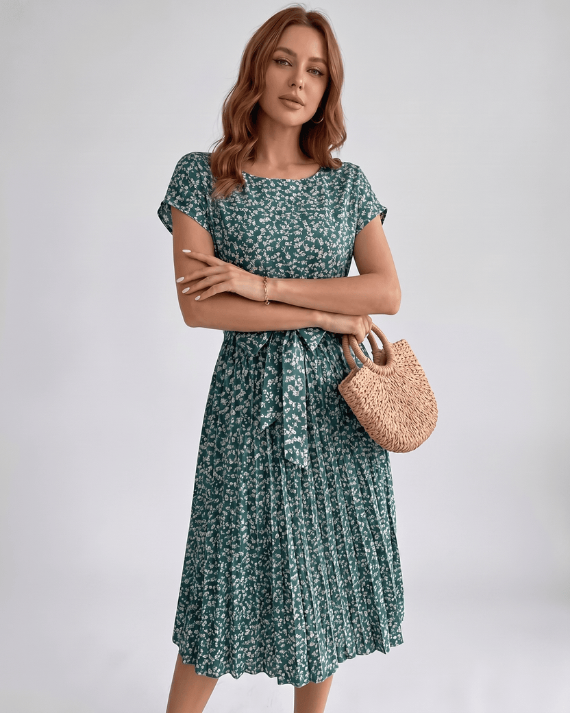 Liora Midi Dress by Lauven — polyester short sleeve round neck A-line midi dress