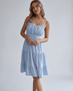Lunara Midi Dress by Lauven — chiffon sleeveless square neck A-line midi dress