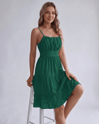 Lunara Midi Dress by Lauven — chiffon sleeveless square neck A-line midi dress