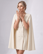 Celestia Mini Dress by Lauven — polyester blend cape sleeve V-neck tailored mini dress